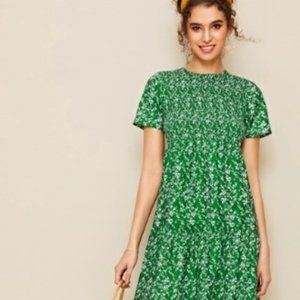 Ditsy Floral Shirred Tent Dress. Small